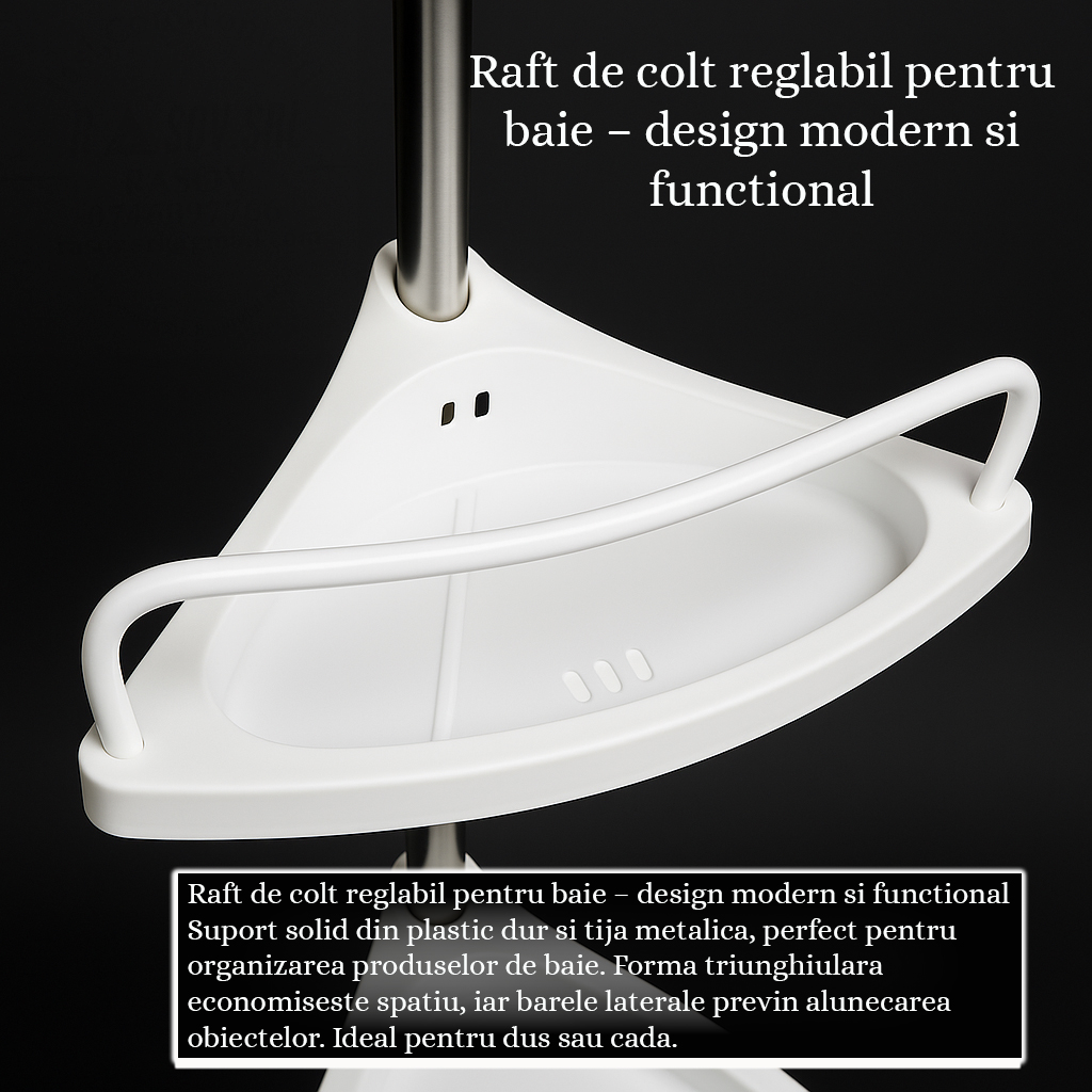 Raft telescopic de baie cu 4 polite reglabile, instalare fara gaurire, design modern alb [3]