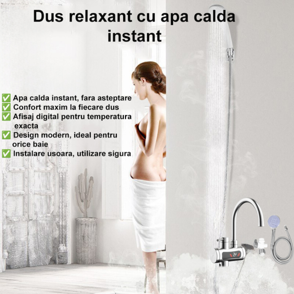 Robinet Electric Instant 3300W cu Afisaj LED si Para de Dus [3]