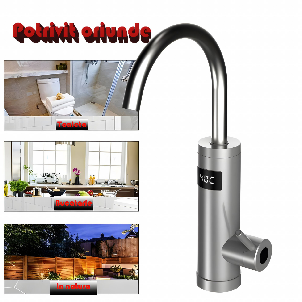 Robinet Electric Instant Apa Calda si Rece TK32A - Afisaj LED, Incalzire Rapida 3200W, Otel Inoxidabil, Cablu 2m si Stecher Detasabil [9]