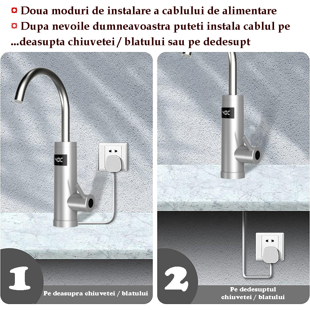 Robinet Electric Instant Apa Calda si Rece TK32A - Afisaj LED, Incalzire Rapida 3200W, Otel Inoxidabil, Cablu 2m si Stecher Detasabil [8]