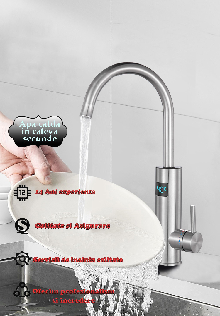 Robinet Electric Instant Apa Calda si Rece TK32A - Afisaj LED, Incalzire Rapida 3200W, Otel Inoxidabil, Cablu 2m si Stecher Detasabil [10]