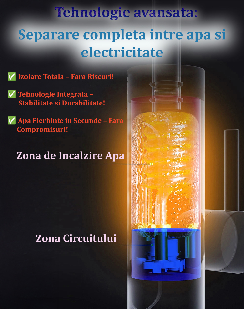 Robinet Instant pentru Apa Calda si Rece, Incalzire in doar 3 secunde, Afisaj Digital LED, 3300W, Corp din Otel Inoxidabil, Rotatie 360°, Culoare Argintiu, Stecher Detasabil si Cablul de 2m [7]