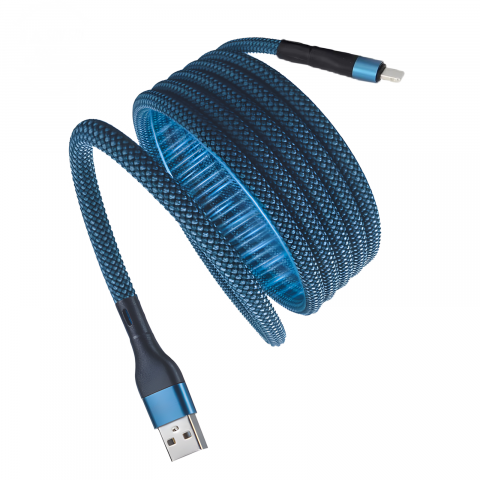 Laptop, Tablete & Telefoane - Cablu Lightning Magnetic Albastru 1.5m, USB-A, Incarcare Rapida 2A – Compatibil iPhone