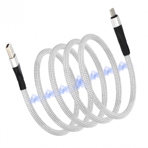 Laptop, Tablete & Telefoane - Cablu Lightning Magnetic Alb 1.5m, USB-A, Incarcare Rapida 2A – Compatibil iPhone, iPad