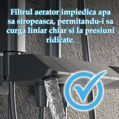 Coloana de dus LED, Afisaj Temperatura, 4 Moduri de Curgere, Dus Ploaie si Dus de Mana, Design Modern, Gri Inchis [13]