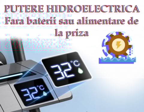 Coloana de dus LED, Afisaj Temperatura, 4 Moduri de Curgere, Dus Ploaie si Dus de Mana, Design Modern, Gri Inchis [12]