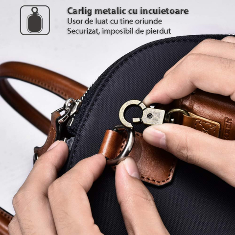 Husa de Protectie pentru casti, compatibile cu AirPods 1 si 2, din piele naturala de calitate, cu carlig rezistent, Design elegant, Maro [5]