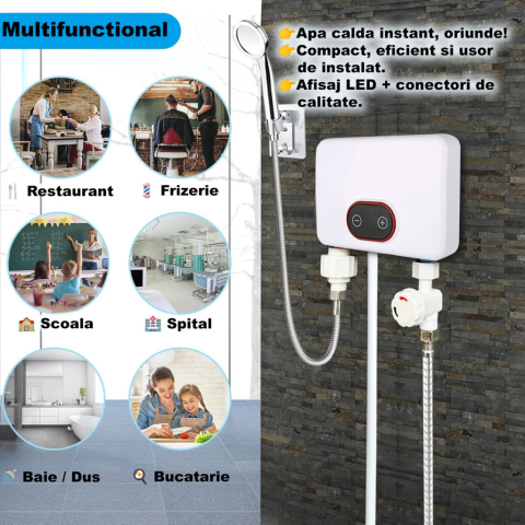 Incalzitor Electric Instant 3500W–5500W cu Afisaj LED si Para de Dus [5]