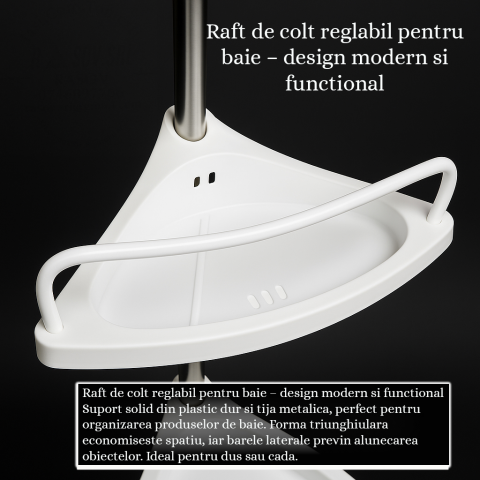 Raft telescopic de baie cu 4 polite reglabile, instalare fara gaurire, design modern alb [2]