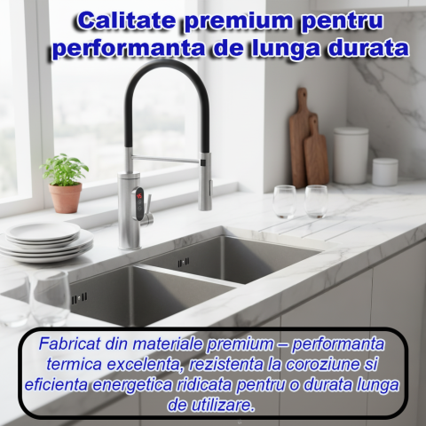 Robinet Electric, Bucatarie, Instant apa calda, Temperatura reglabila, Afisaj LED – Apa Calda, Rece in 3 Secunde, Putere 3300W, Design Modern din Otel Inoxidabil, Afisaj Digital al temperaturii, Ideal [6]