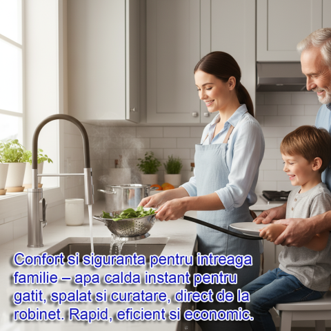 Robinet Electric, Bucatarie, Instant apa calda, Temperatura reglabila, Afisaj LED – Apa Calda, Rece in 3 Secunde, Putere 3300W, Design Modern din Otel Inoxidabil, Afisaj Digital al temperaturii, Ideal [2]