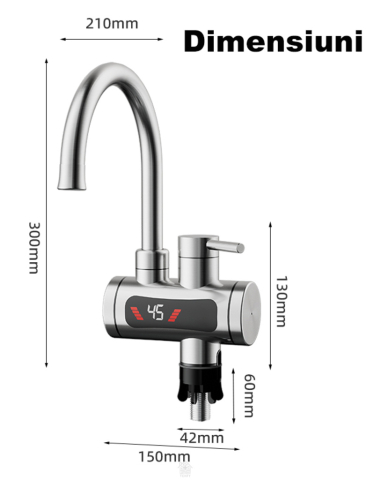 Robinet Electric Instant 3300W cu Afisaj LED si Para de Dus [13]