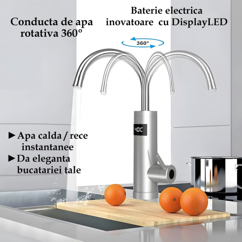 Robinet Electric Instant Apa Calda si Rece TK32A - Afisaj LED, Incalzire Rapida 3200W, Otel Inoxidabil, Cablu 2m si Stecher Detasabil [5]