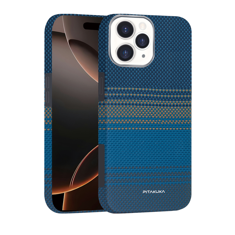 Husa Aramid PTK iPhone 16 Pro Max, Kevlar Fiber, cu MagSafe, Moonrise Blue [1]