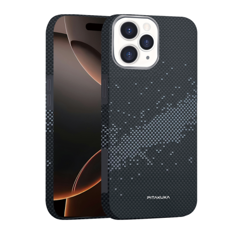 iPhone 16 Pro - Husa Aramid PTK iPhone 16 Pro, Kevlar Fiber, cu MagSafe, Splash Grey