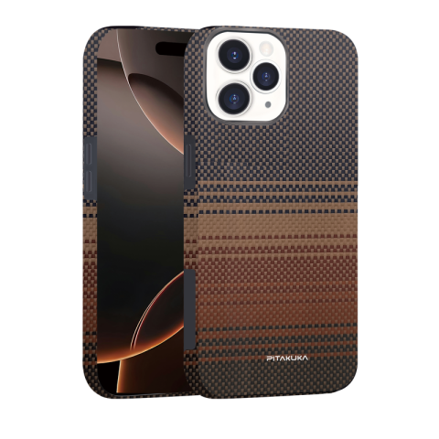 iPhone 16 Pro - Husa Aramid PTK iPhone 16 Pro, Kevlar Fiber, cu MagSafe, Sunset Yellow