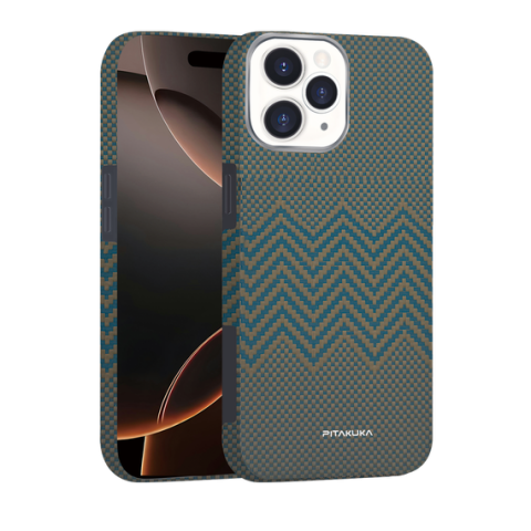 iPhone 16 Pro - Husa Aramid PTK iPhone 16 Pro, Kevlar Fiber, cu MagSafe, Twill Gold