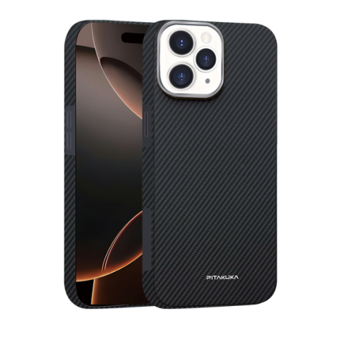 iPhone 16 Pro - Husa Aramid PTK iPhone 16 Pro, Kevlar Fiber, cu MagSafe, Woven Black