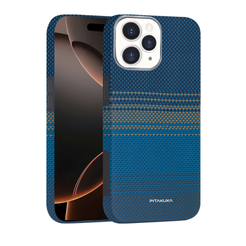 Huse Telefoane - Husa Aramid PTK iPhone 16 Pro Max, Kevlar Fiber, cu MagSafe, Moonrise Blue