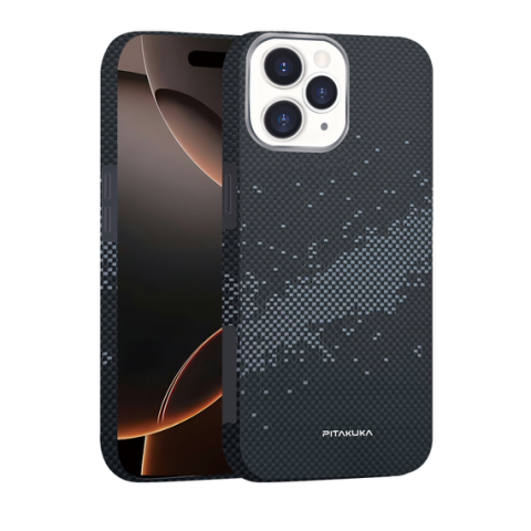 Huse Telefoane - Husa Aramid PTK iPhone 16 Pro Max, Kevlar Fiber, cu MagSafe, Splash GRAY