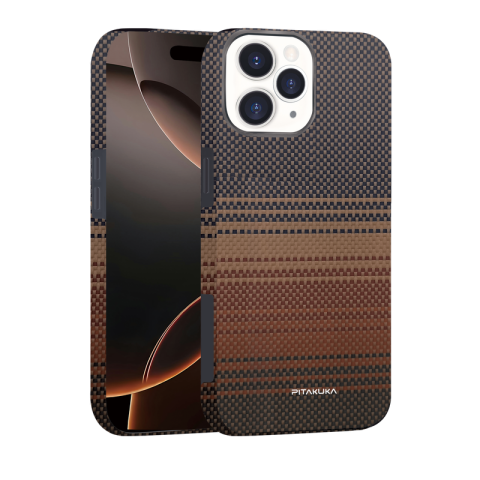 Huse Telefoane - Husa Aramid PTK iPhone 16 Pro Max, Kevlar Fiber, cu MagSafe, Sunset YELLOW