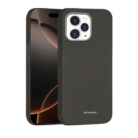 Huse Telefoane - Husa Aramid PTK iPhone 16 Pro Max, Kevlar Fiber, cu MagSafe, Woven Brown