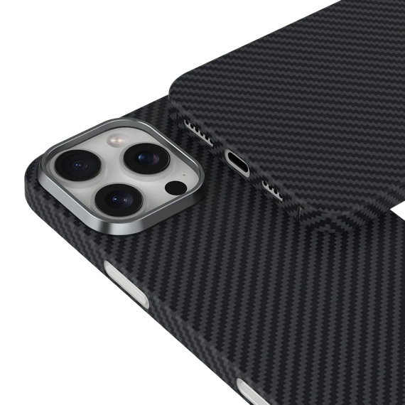 Husa Kevlar iPhone 16 Pro, Aramid Fiber, MagSafe UltraThin, Black [2]