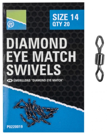 Monturi & Accesorii - VARTEJ PRESTON DIAMOND EYE MATCH SWIVELS, 20 buc/plic