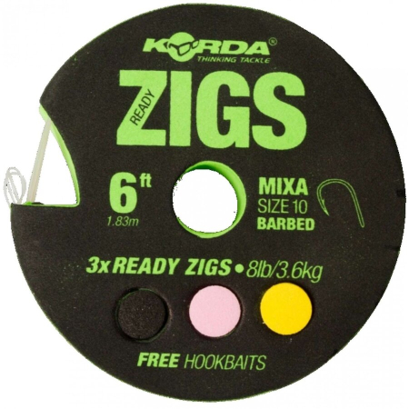 Monturi & Accesorii - RIGURI KORDA READY ZIGS BARBED NR.10/8LBS, 3 buc/rola L=360cm
