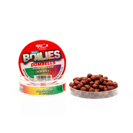 Boilies & Solubile - BOILIES DUMBELLS METHOD FEEDER PENTRU CARLIG FAINA PESTE & KRILL 6mm 40g