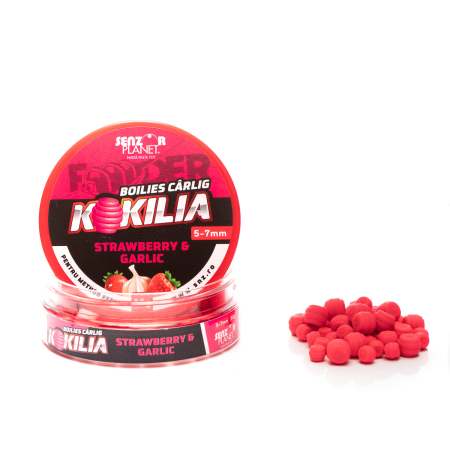 Boilies & Solubile - BOILIES KOKILIA METHOD FEEDER PENTRU CARLIG STRAWBERRY & GARLIC 5-7mm 30g