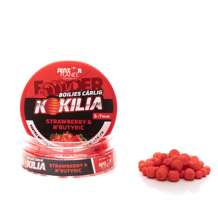 Boilies & Solubile - BOILIES KOKILIA METHOD FEEDER PENTRU CARLIG STRAWBERRY & N'BUTYRIC 5-7mm 30g