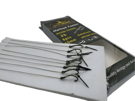 Accesorii monturi crap - CARLIGE LEGATE CU SPIN EAST SHARK, ROUND FEEDER RIG, 8buc