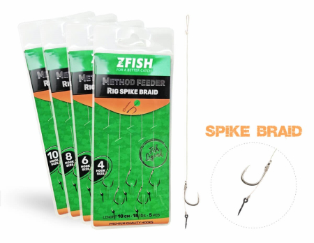 Monturi & Accesorii - CARLIGE LEGATE ZFISH METHOD FEEDER RIG SPIKE BRAID HOOK