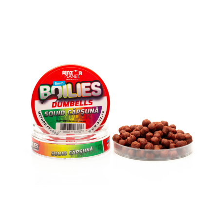 Boilies & Solubile - BOILIES DUMBELLS METHOD FEEDER PENTRU CARLIG SQUID & CAPSUNA 6mm 40g