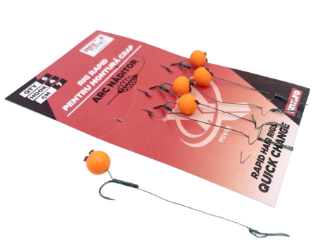 Accesorii monturi crap - SET 5 RIGURI LEGATE 7cm CARLIGE FUDO NR 4 CU MOMEALA FLOTANTA PENTRU MONTURA CRAP