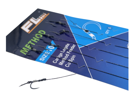 Accesorii monturi crap - SET RIGURI FL METHOD FEEDER CU SPIN 7mm, CARLIG METHOD FARA BARBETA, 6buc