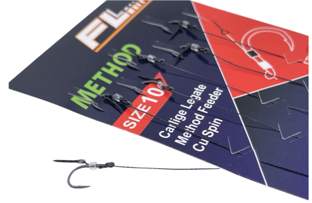 Accesorii monturi crap - SET RIGURI FL METHOD FEEDER CU SPIN 7mm, CARLIG METHOD CU BARBETA, 6buc