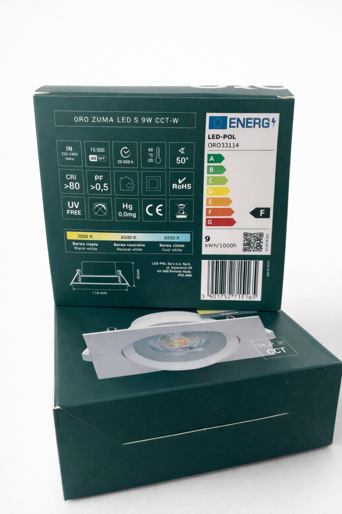 Spot LED ORO ZUMA 9W CCT Alb Patrat [5]