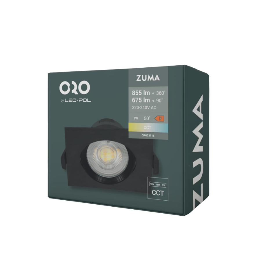 Spot LED ORO ZUMA 9W CCT Negru Patrat [4]