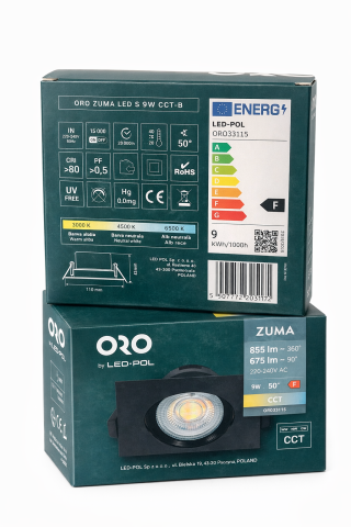 Spot LED ORO ZUMA 9W CCT Negru Patrat [4]