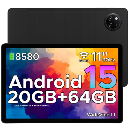 Doogee - Tableta Doogee Tab A9 Plus Wi-Fi 11-inch 90Hz IPS 4GB RAM 64GB Stereo 8580mAh Android 15 Black