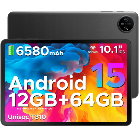 Doogee - Tableta Doogee Tab A9 Wi-Fi 10.1-inch IPS 3GB RAM 64GB Stereo Android 15 Black