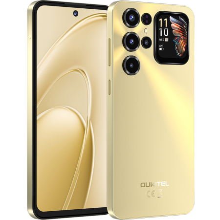 Oukitel - Telefon Oukitel C68 Plus, 4G, Octa-Core, Dual Display 7.2" 120Hz + 1.81" IPS, 16GB RAM 128GB, NFC, 6000mAh, Android 15, Gold