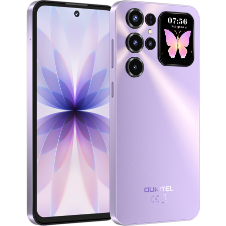 Oukitel - Telefon Oukitel C68 Plus, 4G, Octa-Core, Dual Display 7.2" 120Hz + 1.81" IPS, 16GB RAM 128GB, NFC, 6000mAh, Android 15, Purple