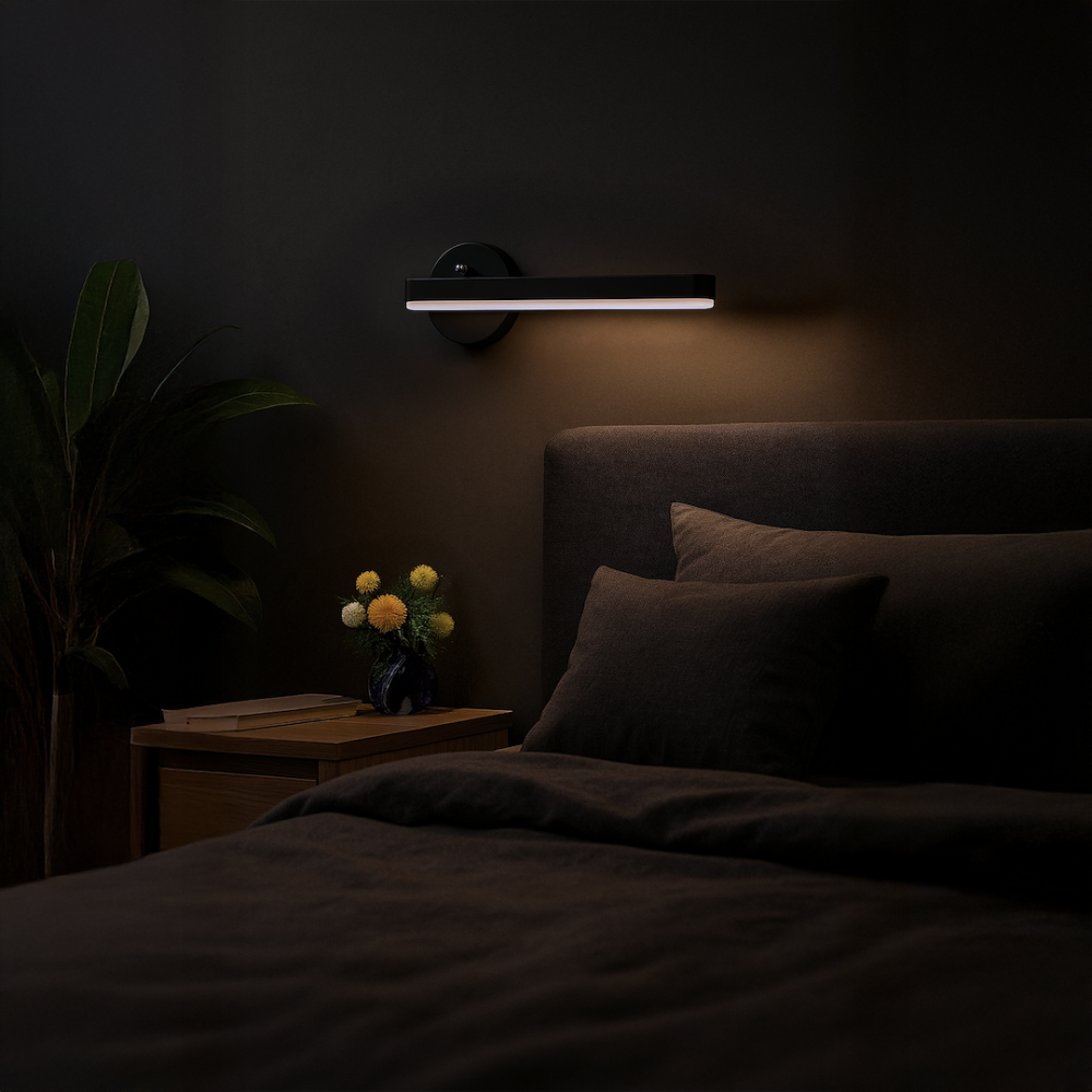 Aplică perete noptieră stânga SYDNEY LED 6W lumină neutră 30 cm negru întrerupător pe corp [2]