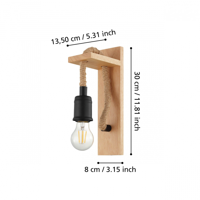 Aplica RAMPSIDE E27 1x28W 30 cm intrerupator pe cablu [6]