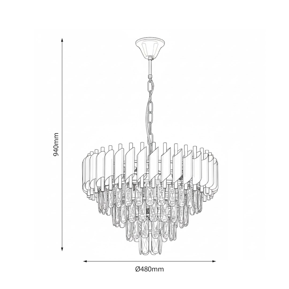 Candelabru Cristal 7xE14 48 cm negru auriu [7]