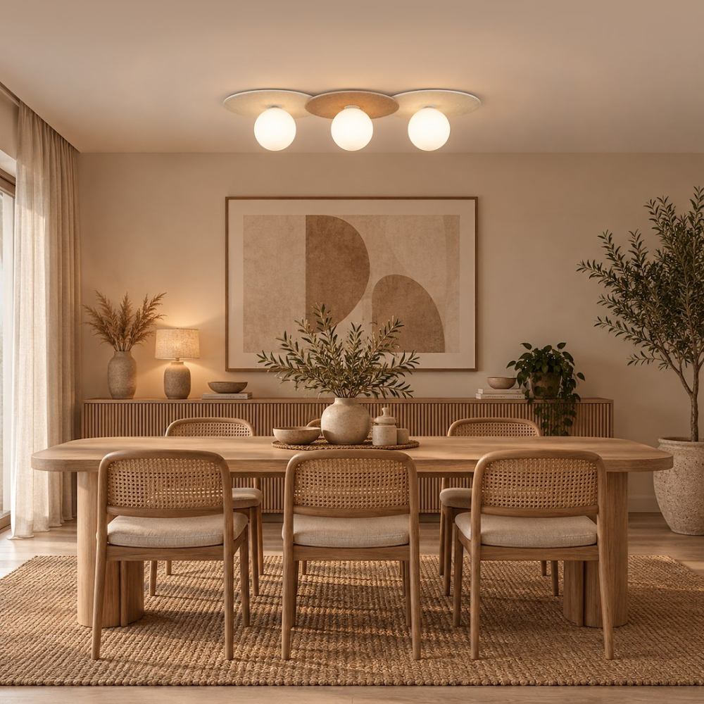 Lampă de tavan Carter 3xE14 Albă + Natural [3]