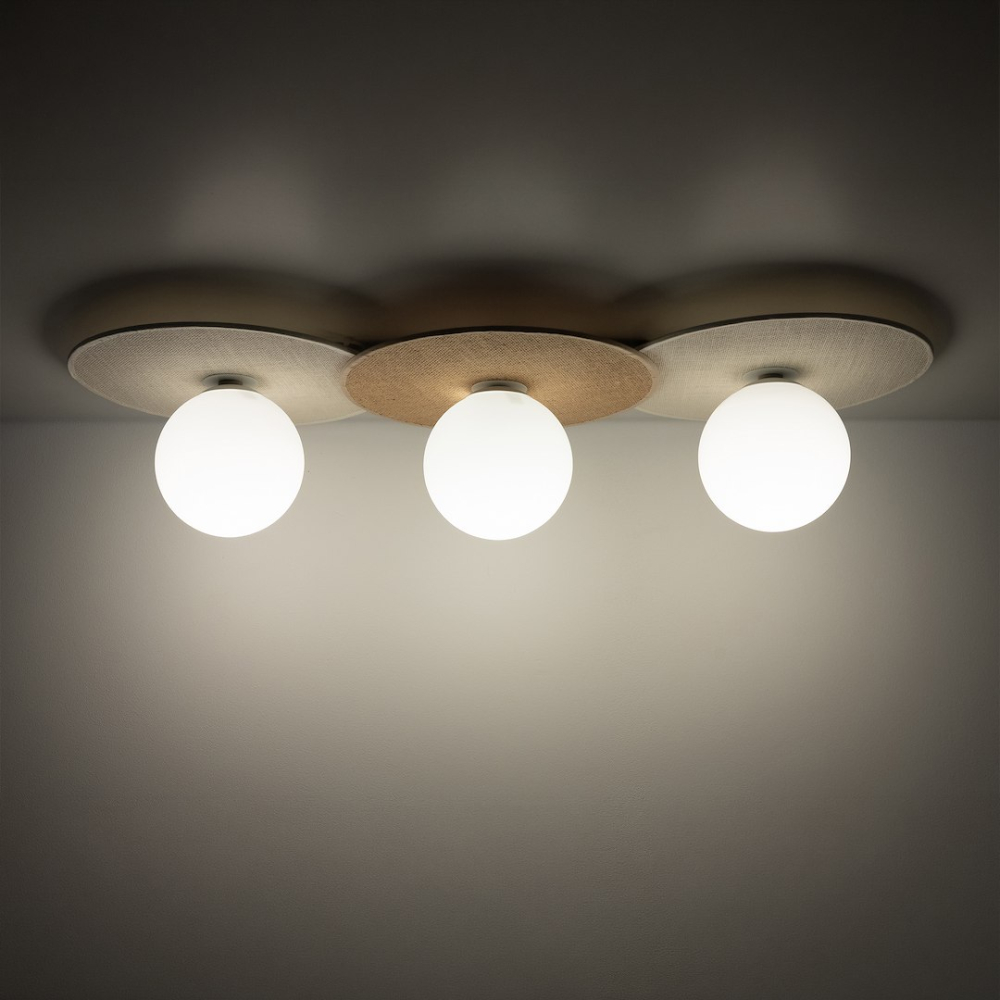 Lampă de tavan Carter 3xE14 Albă + Natural [4]